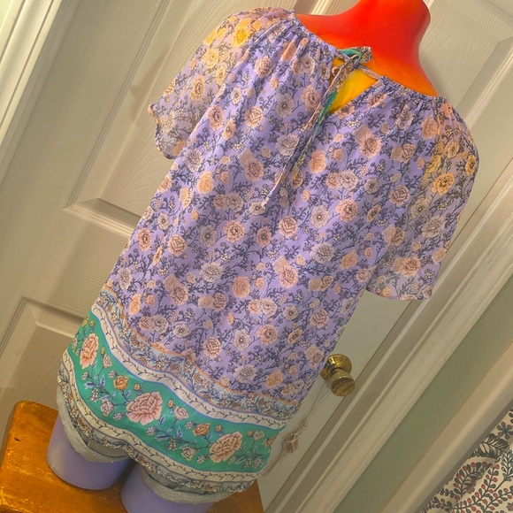 LC LAUREN CONRAD Floral Boho Blouse Top - Picture 4 of 13